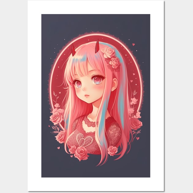 Chibi Zero Two (dark background) Wall Art by Selene’s Designs